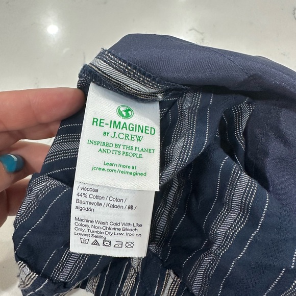 NWT J. Crew drawstring pull-on blue striped pants size 16 - Picture 8 of 9